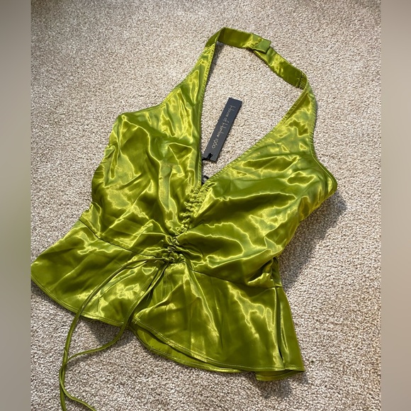 REVOLVE Riema Top House of Harlow 1960 MEDIUM nwt lime green satin summer blouse - Picture 4 of 7